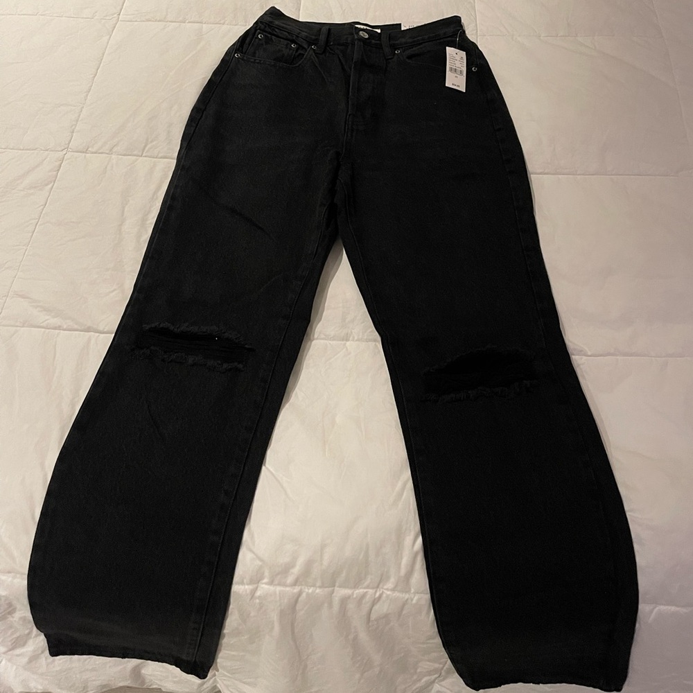nwt pacsun black distressed dad jeans